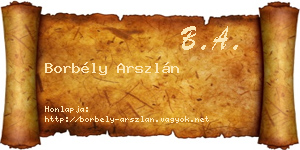Borbély Arszlán névjegykártya